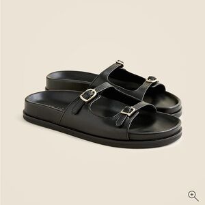 J. Crew Colbie Black Buckle Sandals in leather, 9.5 NIB